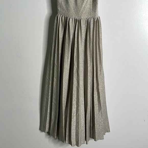 Anthropology elevenses beige shimmer pleated mini dress size 2 - Picture 5 of 10